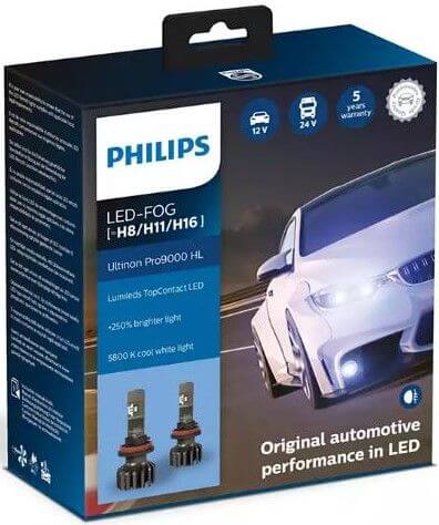 Led-polttimo, H8 / H11 / H16 Ultinon Pro9000 HL, pari, Philips