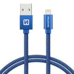 Swissten Textile Fast Charge 3A Lighthing (MD818ZM/A) Data and Charging Cable 2m Blue